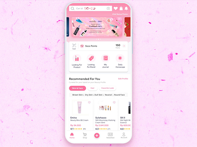 Beauty App - Sociolla Revamp app design minimal product design prototype animation prototyping ui ui ux