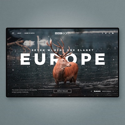 Europe - Documentary Series Landing Page app design concept dribbble hero homepage landing landingpage nature slide slider ui uidesign ux webdesign website wilderness wildlife