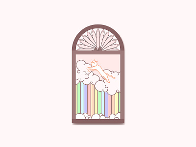 1/6 cat cloud design dribbble dribbbleweeklywarmup grow illustration rainbow red vector vectorart weekly warm up 彩虹 插畫 貓 雲