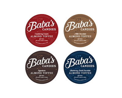 Baba's Candies Labels branding candy design label design logo package design product product design toffee vector