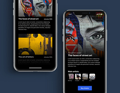 Art events app abstract app design art artwork banksy design event face graphic design image inspirations photo ticket ui ux