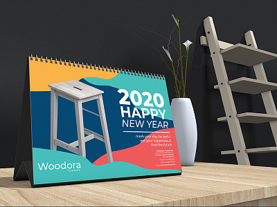 Woodora Furniture Table Calendar 2020 advertising agency architecture calendar 2020 company corporate furniture happy new year illustrator print ads promotion style table calendar templatedesign