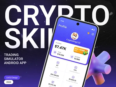 Crypto Skill - Crypto Trading Simulator Android App android app application bitcoin chart crypto dark theme design empty state grid interface learn mobile mobile app design simulation simulator trade trading ui uxui design