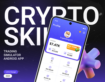 Crypto Skill - Crypto Trading Simulator Android App android app application bitcoin chart crypto dark theme design empty state grid interface learn mobile mobile app design simulation simulator trade trading ui uxui design