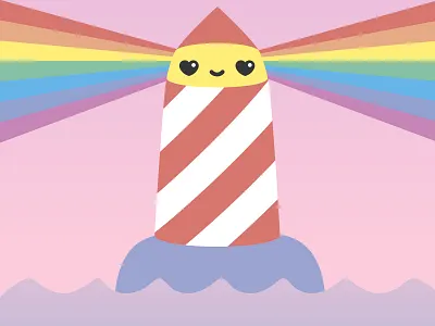 Lighthouse in the sunset lighthouse misty pastel vector