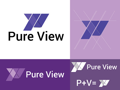 Pure view brand identity brand identity design branding design latter logo logo logo mark logodesign logotype minimalism minimalist pv pv logo