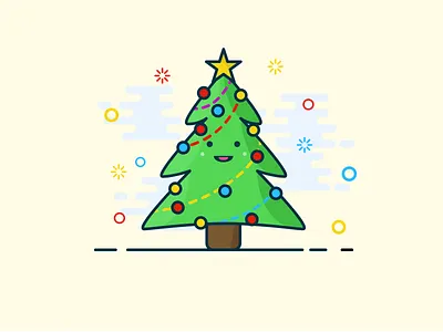 A true Christmas tree christmas christmas card christmas tree cute design flat gift illustration illustrations illustrator mbe santaclaus star