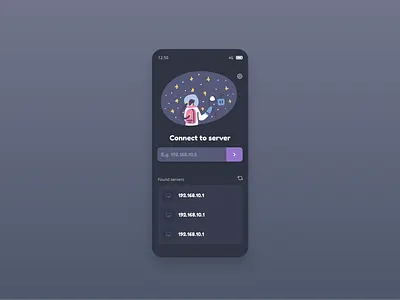 Login to server app connect dark mobile server ui ui design ux