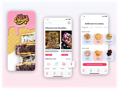 Ice Cream Sandwich Shop | Concept App 🍦 cookies dessert donut food order ice cream iphone mobile app uxui waffle