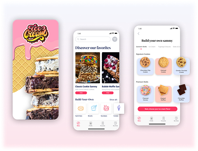 Ice Cream Sandwich Shop | Concept App 🍦 cookies dessert donut food order ice cream iphone mobile app uxui waffle