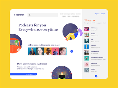 Podcasts Web Platform circles design digital design for you humans illustration list platform playlist podcast podcasting podcasts sign up ui ux uxui web web platform yellow