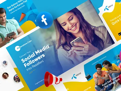 Social Media Shots branding cover design icon illustration landing presentation typography ui