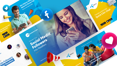 Social Media Shots branding cover design icon illustration landing presentation typography ui