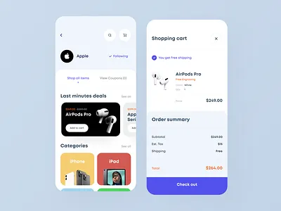 Online Shops Mobile Aggregator II app app design catalog checkout clean dashboard design ecomerce ecommerce app ecommerce shop ios mobile payment shop shopping cart subscription ui ux white
