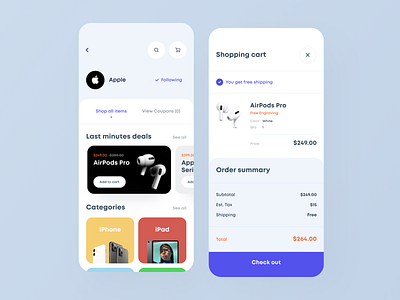 Online Shops Mobile Aggregator II app app design catalog checkout clean dashboard design ecomerce ecommerce app ecommerce shop ios mobile payment shop shopping cart subscription ui ux white