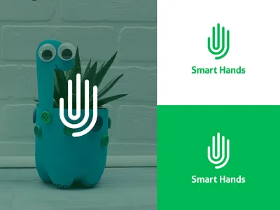 Smart Hands Logo branding business design fingerprint hand hands icon icons identity design line logo logo design logocore playfull small business smart space typography ui vector