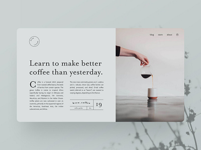 Brand experiments — part 25 blog blog design blog post brand identity clean clean ui coffee figma illustration landing page logomark logotype minimal minimalism minimalist minimalistic simple typography web design webflow