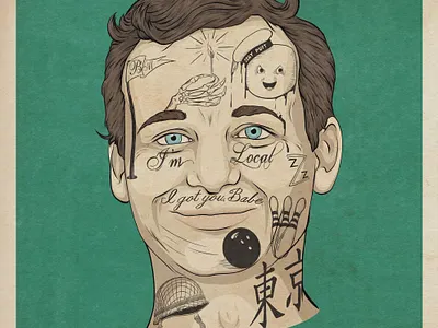 Bill Murray adobe illustrator adobe photoshop advertising illustration celebrity comedy design film humor humorous illustration illustraion movie art movies pop art pop culture tattoo