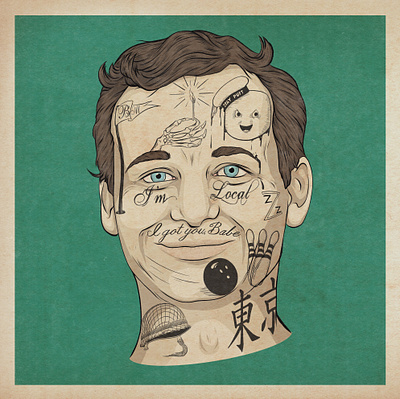 Bill Murray adobe illustrator adobe photoshop advertising illustration celebrity comedy design film humor humorous illustration illustraion movie art movies pop art pop culture tattoo