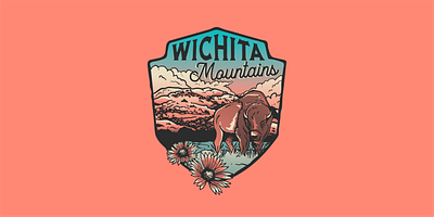 Wichita Mountians badge bison design icon illustration illustrator ipad oklahoma outdoor state park typography vector wild life