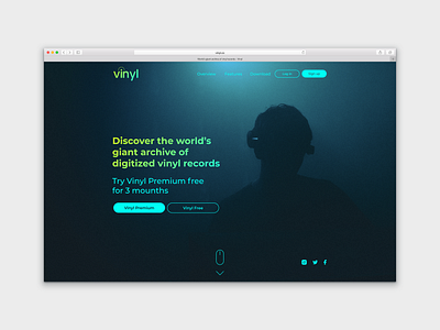 Vinyl Music Landing Page dailyui figma figmadesign landingpage login music signup ui ux vinyl web webdesign website