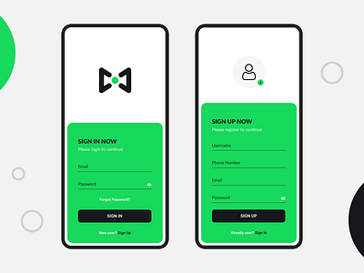 Sign In and Sign Up Mobile Ui darktheme login login mobile ui login page login screen mobile app mobile app design mobile ui register ui signin signup