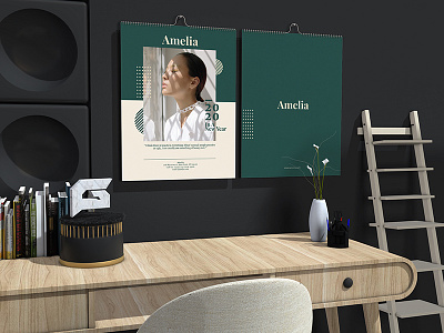 Amelia - Fashion Wall Calendar 2020 agency beutifull calendar 2020 clean company face fashion graphic design illustrator luxury personal design photography popular professional templatedesign typogaphy wall calendar women