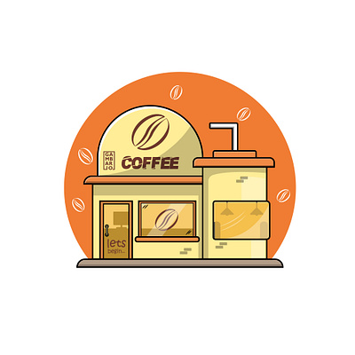 coffe shop art branding build building building design coffe coffee shop coffeeshop cool design front shop fun illustration mini modern stand store display storefront unique vector