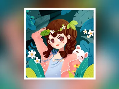 Wacom Practice - Flower Girl flower girl illustrator plant ui wacom