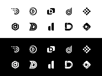 D logo exploration black and white branding concept d letter design digital exploration graphic design icon inspiration letter lettering letters logo marks logomark logos marketing agency minimalist technology