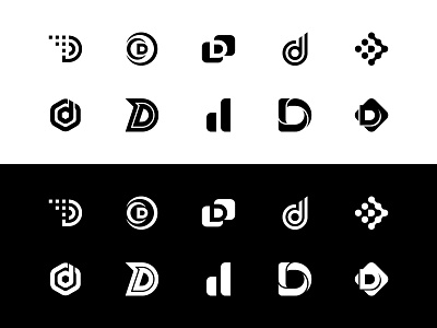 D logo exploration black and white branding concept d letter design digital exploration graphic design icon inspiration letter lettering letters logo marks logomark logos marketing agency minimalist technology