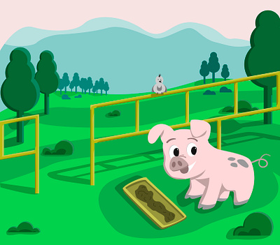 Pig for banks with stew is sent in the seal! illustrator nature pig pork