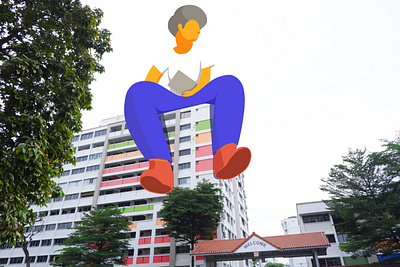 Waiting for someone...! 2d 2d art brand building design flat giant illustration indentity photo sit style