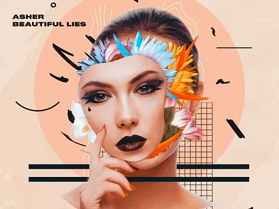 Music Cover | Asher - Beautiful Lies abstract art album art album cover album inspiration artwork colorful art cover art cover music design face art flowers music music art music artwork music cover
