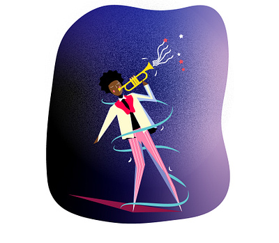 Jazz afro design illustration jazz man music musician trumpet