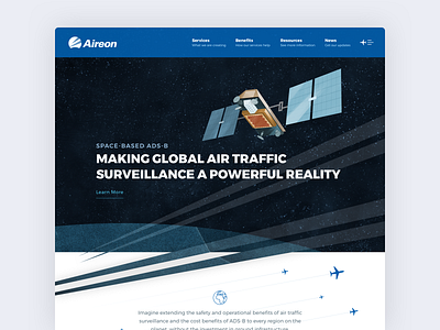 Aireon aviation illustraion satellite typography