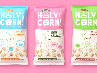 HolyCorn packaging character food healthy illustration logo packaging popcorn snack
