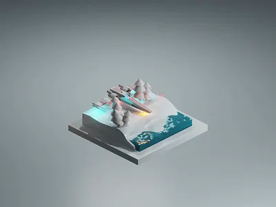 X-Wing Christmas! 3d 3d animation 3d art animated animation blender blender3d diorama fighter illustration isometric isometric illustration jet low poly sci fi scifi star wars starship x wing x wing