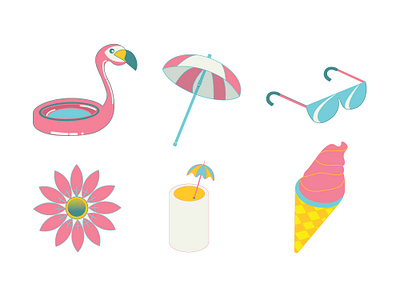 Summer Icons design ice cream summer umbrella vector