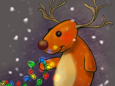 Holiday illustration art bright christmas focus holidays illustration joy lights love pastels reindeer snowfall soft