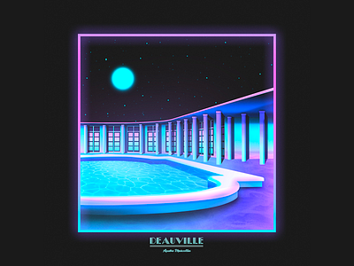 ✨DEAUVILLE ✨ 80s art beach city city illustration deauville france french illustration moon neon night retrowave vaporwave