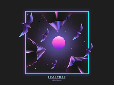 ✨DEAUVILLE ✨ 80s art beach cinema city city illustration deauville france french illustration moon neon retrowave vaporwave
