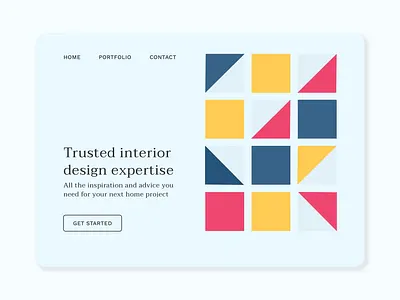 Interior Design Service Landing Page blues design geometric homepage homepage design landing page landing page design web web design website