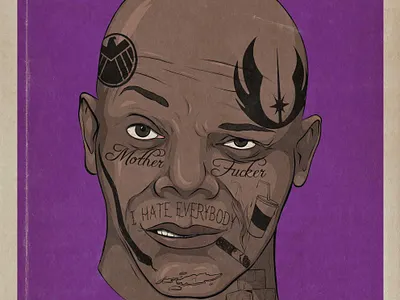 Samuel L Jackson adobe illustrator advertising illustration celebrity comedy design film illustration movie art tattoo