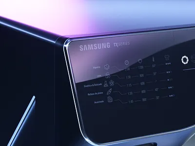 Samsung TX SERIES washing machine 3d branding industrial design render ui user experience user interface ux