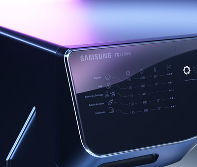 Samsung TX SERIES washing machine 3d branding industrial design render ui user experience user interface ux