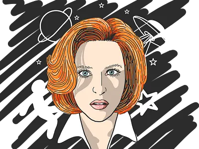Mulder, it’s me... adobe aliens black and white character color drawing et face illustration line art scully space x files x files xfiles