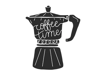Coffee Time art black and white coffee espresso hand drawn icon illustration negative space