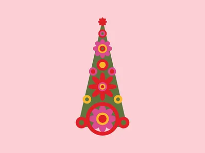 Groovy Holiday Tree Illustration, 2019 1960 drawing groovy illustration illustrations mod psychadellic trippy vector