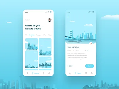 UI UX Travel Trip App 2020 Trend 2020 design trends 2020 trend app blue color app classic blue 2020 classic blue app newyork sanfrancisco trip app uiux app design uiux travel app uiux trend apps vacation application